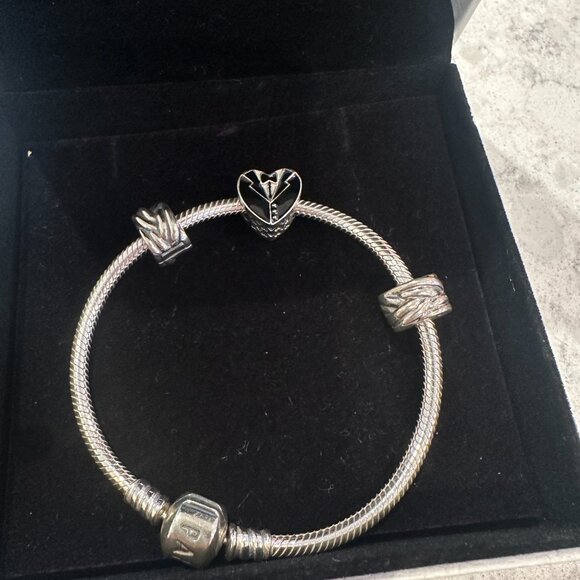 Never worn Pandora Charm Bracelet with discontinued wedding charm - Picture 2 of 3